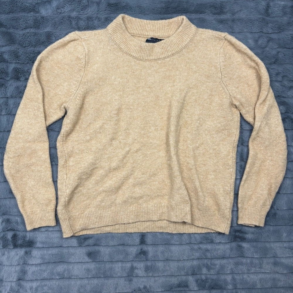 ASOS DESIGN Tan Camel Ribbed Mock Neck Wool Blend Knit Sweater Womens US 2